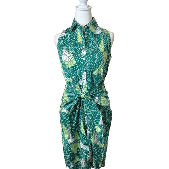 UNTUCKit Women’s Poppy Wrap Dress Green Leaf Size 4 Tropical Beach Vacation - Picture 1 of 14